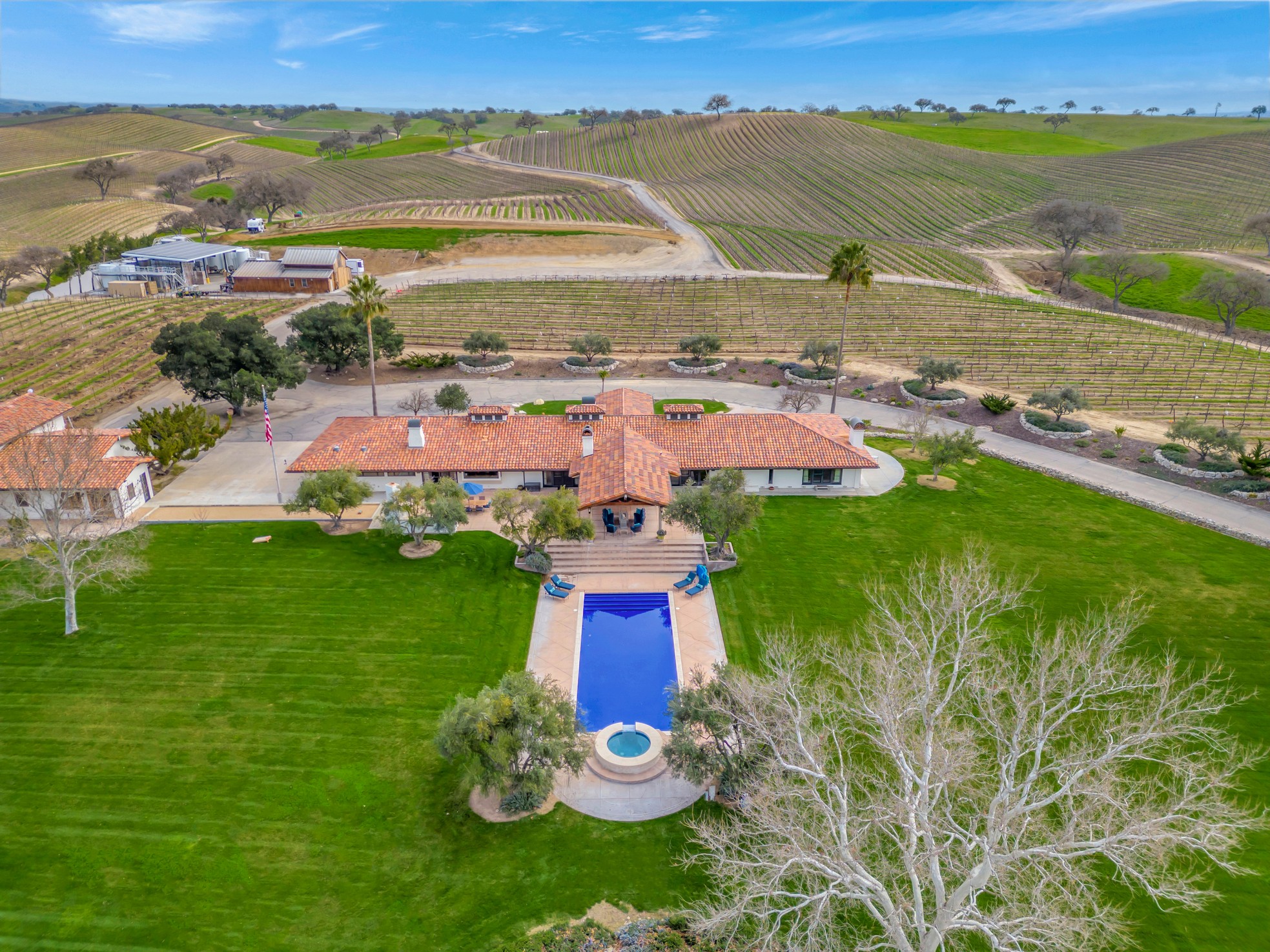 Private 50' tiled pool at Villa.